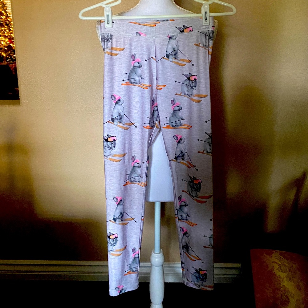 Justice girls 12 bunny on skis leggings